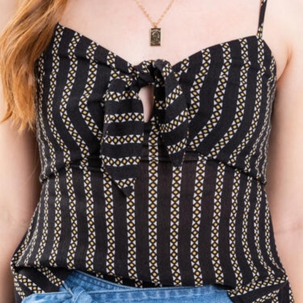 Francesca's Tie Front Stripe Tank Top